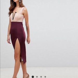 ASOS design color block midi dress with slit